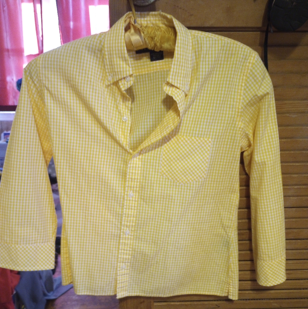 Yellow and white checkered Ralph Lauren button up